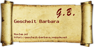 Gescheit Barbara névjegykártya